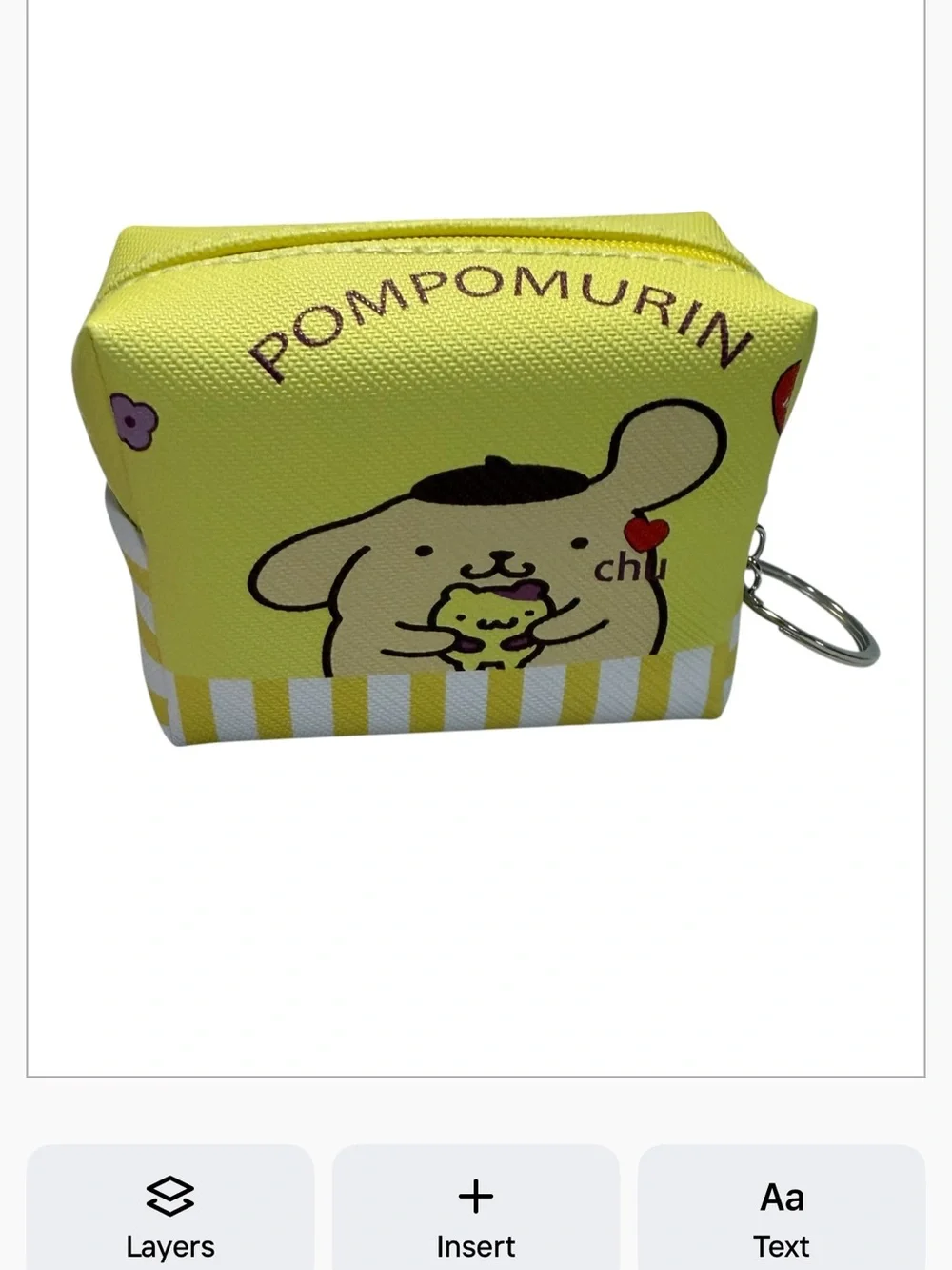 Yellow Pompomurin Small coin  Pouch with Keyring Hello Kitty